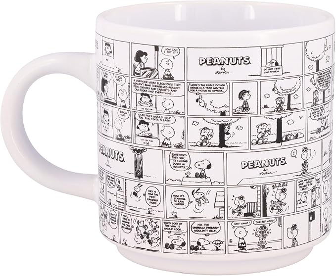 Peanuts Comic Panels 2-Piece Ceramic Stackable Mug Set | Coffee Cups For Beverages | Each Holds 13 Ounces