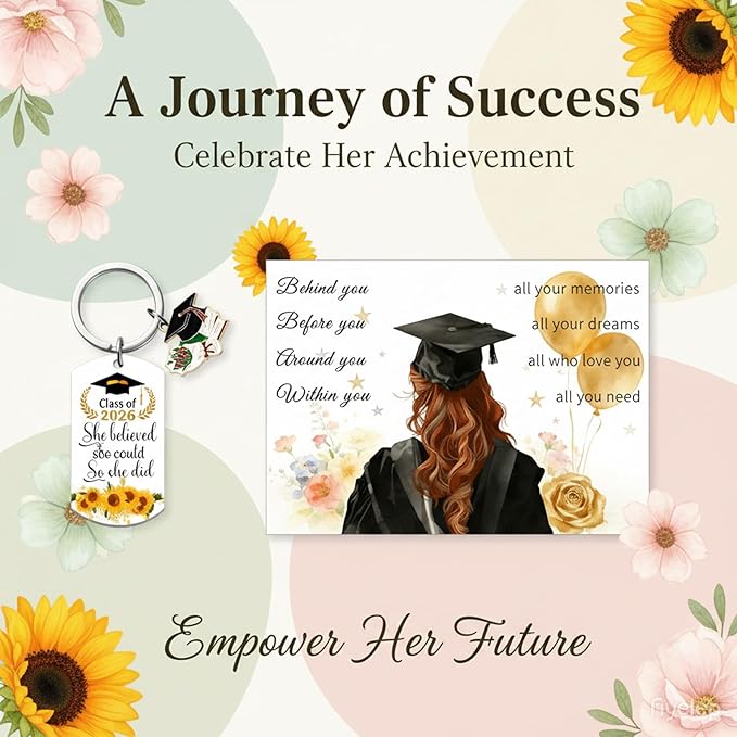 Graduation Gift for Her 2026 - 16oz Glass Cups with Lids and Straws, Coffee Mug Gift Set for Women, College Graduate Gift Box, Master Degree Doctorate Nursing PHD, Congrats Class of 2026 (White 3)