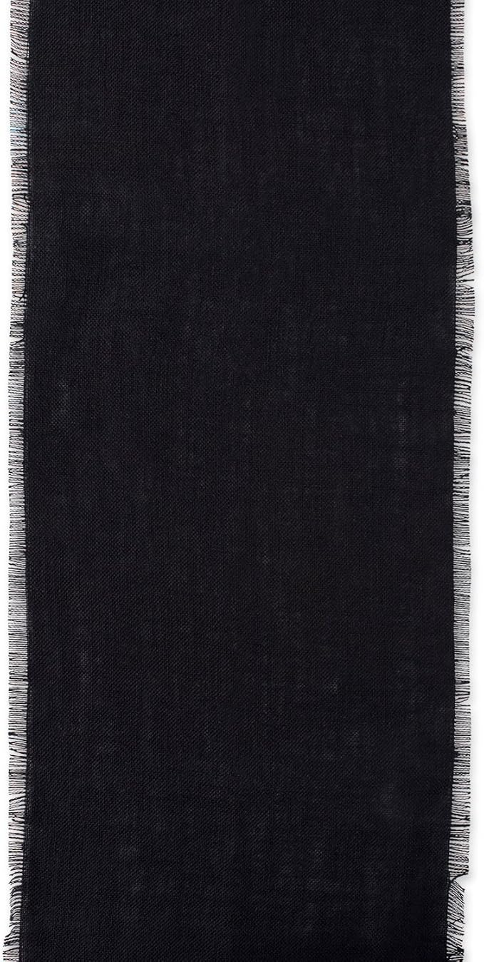 DII Jute Burlap Collection Kitchen Tabletop, Table Runner, 15x74, Solid Black