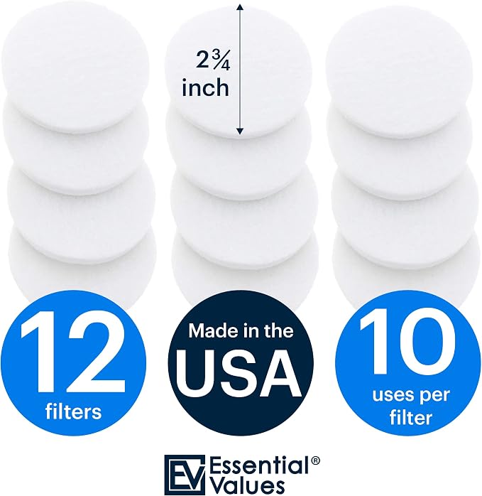 Essential Values 12-Pack Toddy Filter Replacement, Coffee Filters - Reusable Coffee Filters - Replacement Coffee Filter for Toddy Cold Brew System | Round Coffee Filter - Toddy Cold Brew System Filter