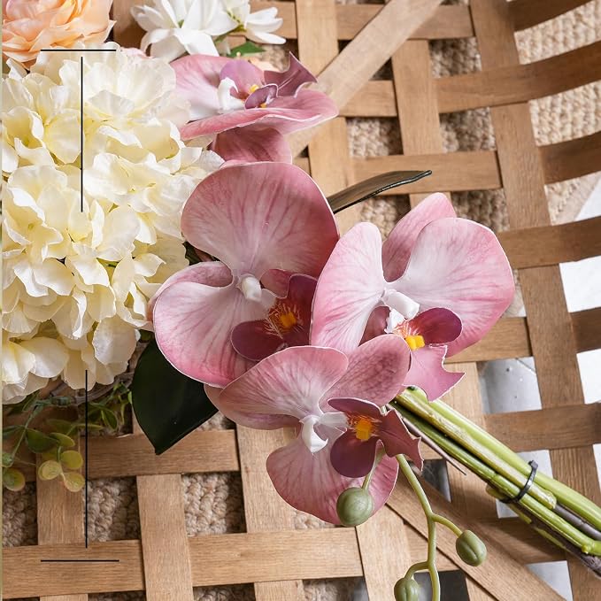 17-inch Artificial Fake Flowers Silk Flower Arrangements Faux Bouquets Composed of Hydrangea, phalaenopsis, Lotus, Double-Headed Roses, Dandelions, Jasmine, Small Fennel Branches.
