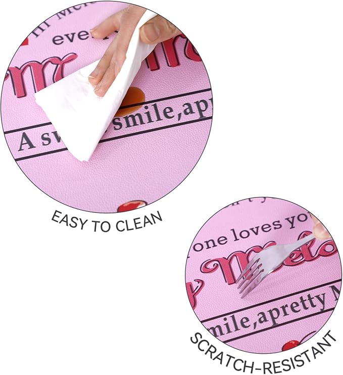 Placemats Set of 4-Waterproof Heat Resistant Non-Slip Washable Table Mats for Dining Table,12 x 18 inch Pink Sweet