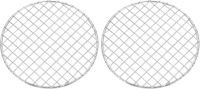 uxcell 2 Pcs Round Cooking Rack, Dia 7.1 Inch Stainless Steel Grill Grate Cross Wire Barbecue Grill for Cooking Baking Air Fryer Racks, Silver