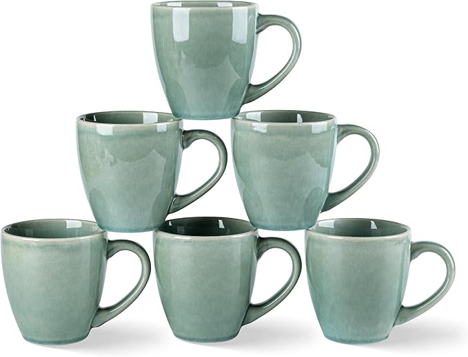 GBhome Ceramic Coffee Mugs Set of 6, 12oz Stoneware Coffee Mugs Set For Dad Mom Women MEN, Light Weight Coffee Cups for Latte/Tea/Beer/Hot Cocoa, Dishwasher & Microwave Safe