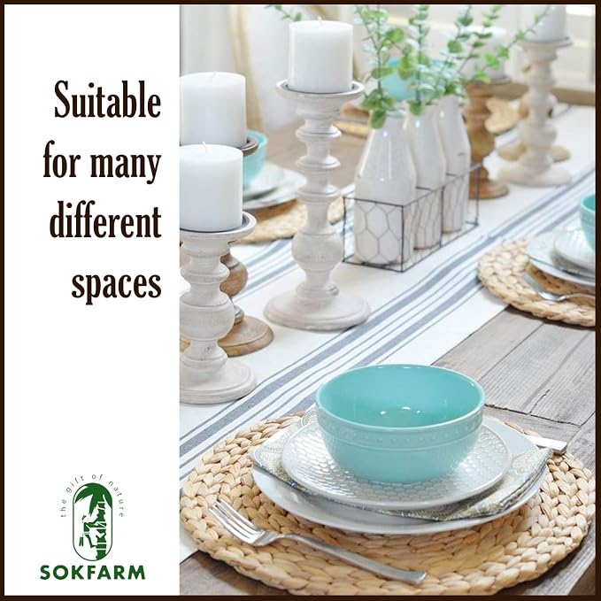 Woven Placemats Set of 4, Table Mats Set of 4, Water Hyacinth Round Placemats for Round Table, Chargers for Dinner Plates, Wicker Chargers for Dinner Plates, Woven Placemat, Place Mats 13.4 in