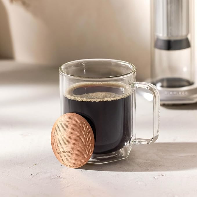 AeroPress Gold Tone Stainless Steel Reusable Filter – Durable Metal Coffee Filter, Sustainable, Eco-Friendly, Travel-Friendly, Fits Standard AeroPress Manual Coffee Makers