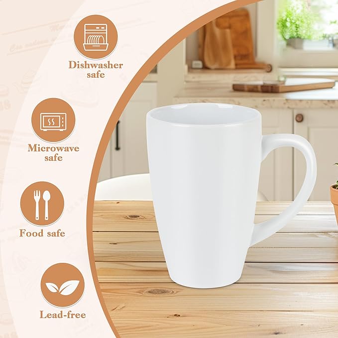 BYCNZB 20oz Extra Large Ceramic Tall Coffee Mugs Set for Coffee Tea Hot Cocoa set of 4 Dishwasher & Microwave Safe (Matte white)