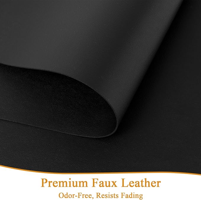 SHACOS Placemats Set of 6 Faux Leather Waterproof Leakproof Wipeable PU Non-Slip Vinyl Place Mats Heat Resistant Table Mats for Kitchen Dining Table Indoor Outdoor, Black