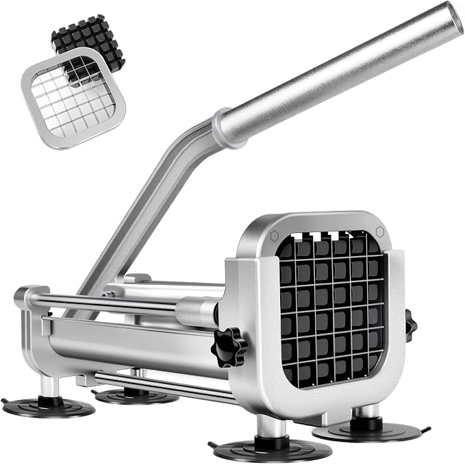 French Fry Cutter, ZSCOOKLY Heavy Duty Potato Cutter Slicer Stainless Steel with 1/2-Inch Blade Great for Potatoes Carrots Cucumbers.