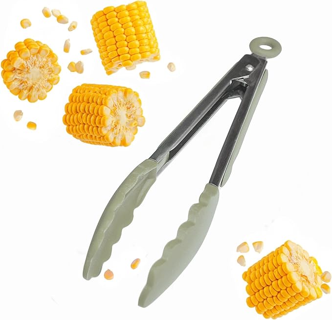 Starpack Get a Grip Silicone Kitchen Tongs (9 Inch) - LFGB Non Toxic, 600°F Heat Resistant, BPA-Free - Heavy-Duty Stainless Steel, Locking - Dishwasher Safe for Nonstick Cookware Sage Green