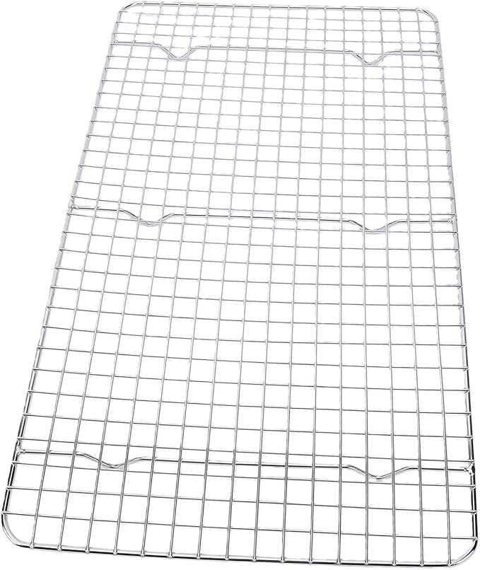 Generic Stainless Steel Cooling Rack, Baking Rack Set with Grid Hollow Design & Stable Support Feet, Dishwasher Safe, Ideal for Oven Cooking, Roasting & Grilling, 18.1x9.8inch (Silver)