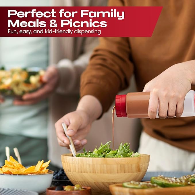 Chef Master 16 Oz. Squeeze Bottles for Sauces (6-Pack) - FIFO, Inverted - Condiment Squeeze Bottles for Liquids, Sauces, Batter & Dressing - Fill & Flip, Refillable - For Restaurants & Diners - 90291