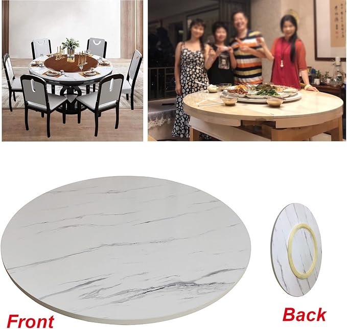 Lazy Susan Wooden Turntable For Round Dining Table, Round Wooden Rotating Tray, Easy Cleaning, Ø20in~39in, Kitchen Rotating Serving Plate, 360 ° Rotation Without Tilting (Color : White, Size : Ø600m