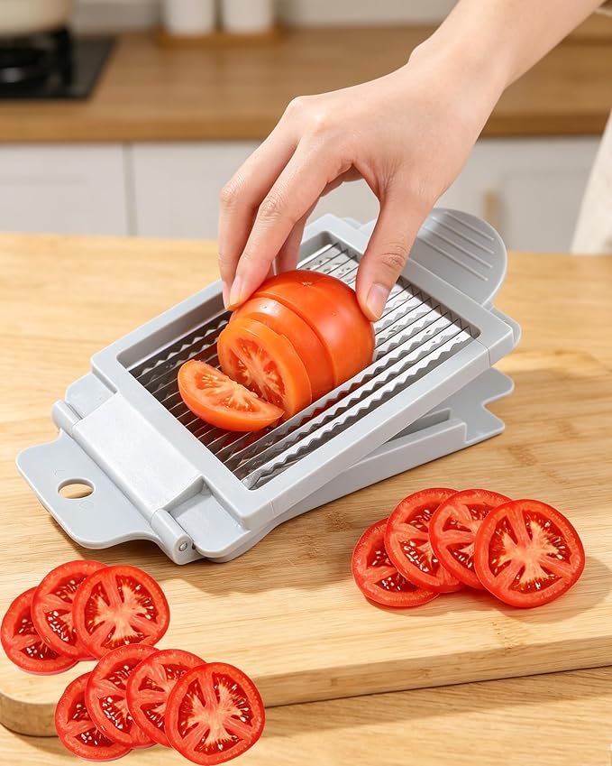 Tomato Slicer,Stainless Steel Tomato Cutter Dedicated Tomato Slicing Tool Portable and Easy Work for Hamburger Salad Tomato Slices