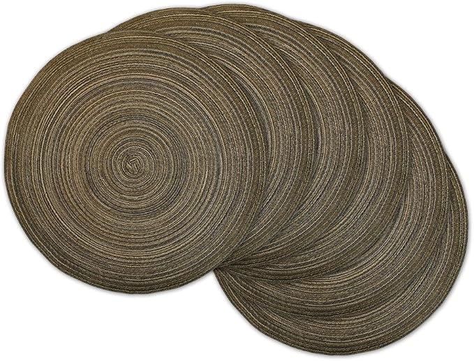 DII Tabletop Collection, Variegated Round Placemat, Round, 15" Diameter, Brown, 6 Piece