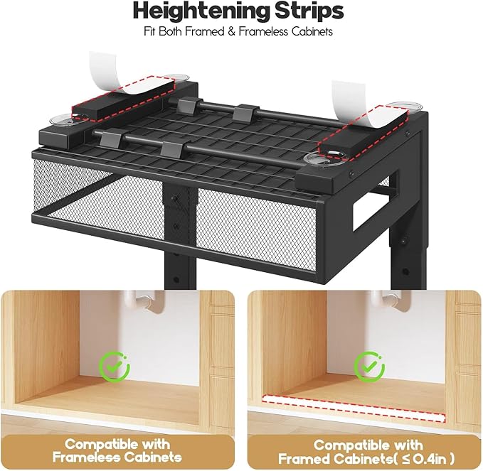 1 Pack 17IN Depth Under Sink Organizer, 2-Tier Pull Out Cabinet Organizer With Smooth Circular Rail, Large Capacity Metal Mesh Sliding Drawers For Bathroom& Kitchen Storage,Height Adjustable –Black