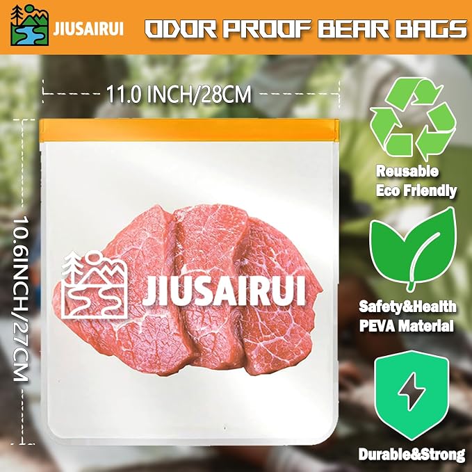 JIUSAIRUI Odor Proof Bear Bags for Food Backpacking: 5Pack Reusable Bear Proof Food Storage Designed to Use with Bear Canister for Backpacking fit Camping Hiking Water Sports