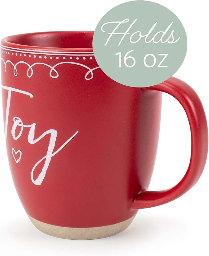 Elanze Designs Joy Raw Clay Bottom Red 16 ounce Ceramic Christmas Coffee Mug