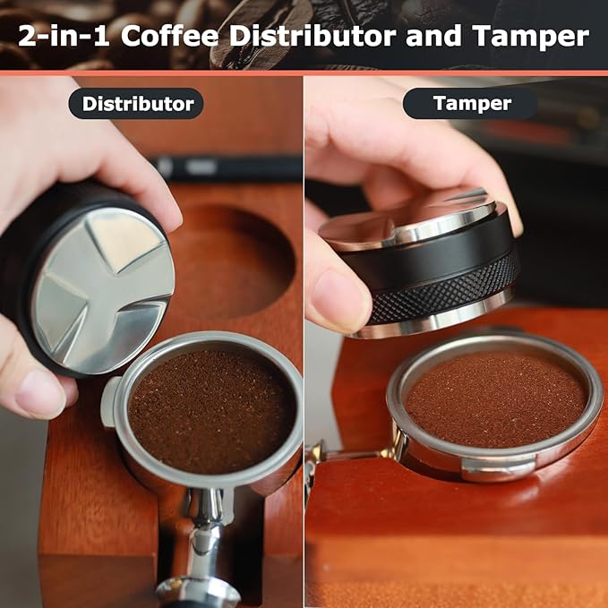 54mm Espresso Accessories Kit | 2-in-1 Distributor and Tamper, WDT Espresso Distribution Tool, Magnetic Dosing Funnel | for Breville Sage 54mm Machine Portafilter Basket
