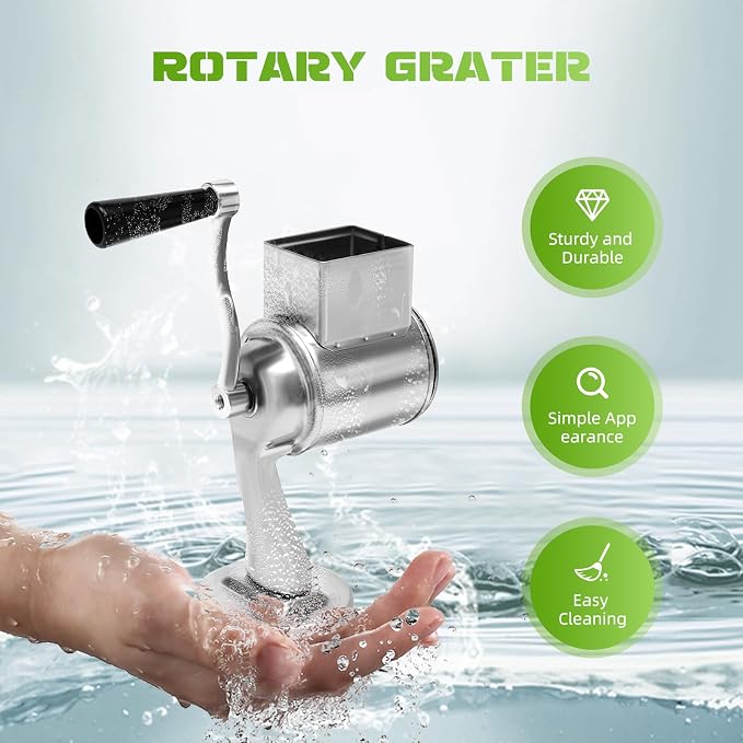 Slicer Shredder Grinder, Multifunctional Rotary Drum Cutter Cutter Slicer Hand Chopper5 Blades Stainless Steel Hand Drum Slicer Crank Vegetable Chopper for Home