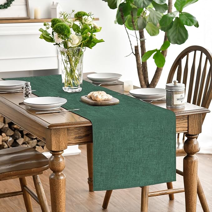 Artoid Mode Forest Green Table Runner, Seasonal Christmas Spring Washable Kitchen Dining Table Decoration for Home Party Decor 13x60 Inch