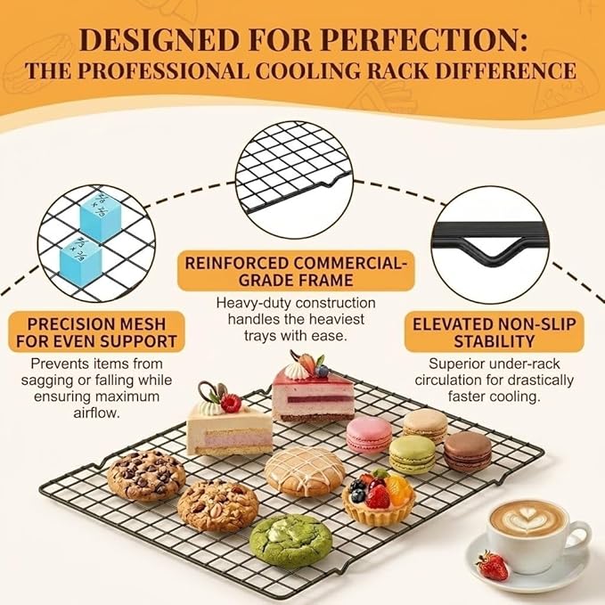 5PCS Cooling Racks for Cooking and Baking 10" x 16" Wire Rack Baking Rack, Cookie Rack, Heavy Duty Metal Wire Rack for Grilling, Roasting, Cooking, Drying,Oven Safe Dishwasher Safe