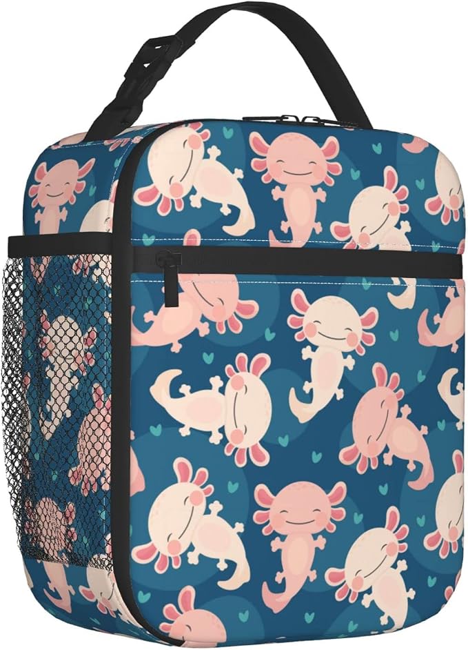 Axolotl Lunch Box Insulated Reusable Lunch Bag Cooler Bag For Women Men Work Picnic Hiking
