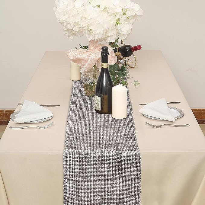 Urban Villa Two Tone Table Runner - 100% Cotton, Brown/Ivory, 14''x72'' with Fringes, Perfect for Kitchen, Dining, BBQs and Everyday Use