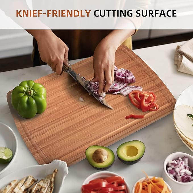 Extra Large Bamboo Wood Cutting Board, 30 x 20 Inch Kitchen Wooden Chopping Board with Juice Groove, Reversible Butcher Block Cutting Board for Meat, Turkey Carving