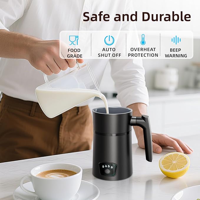 Milk Frother, 4-in-1 Electric Milk Steamer, Warm and Cold Foam Maker, 1 min Fast Frothing, 11.8 oz/350 ml Milk Warmer, Frother for Coffee Latte, Cappuccino, Macchiato, Auto Shut-Off