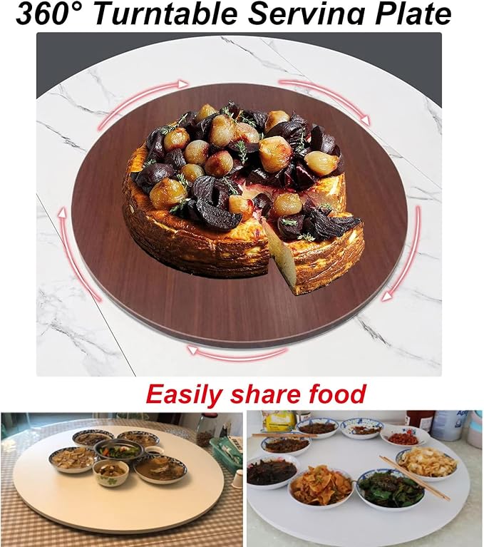 50-100cm Round Rotating Serving Plate, Wooden Swivel Turntable - 360° Rotating Tray For Home Kitchen Hotel Large Dining Table Lazy Susan, Easily Share All Dishes (Color : Red-brown, Size : Ø50cm/20i