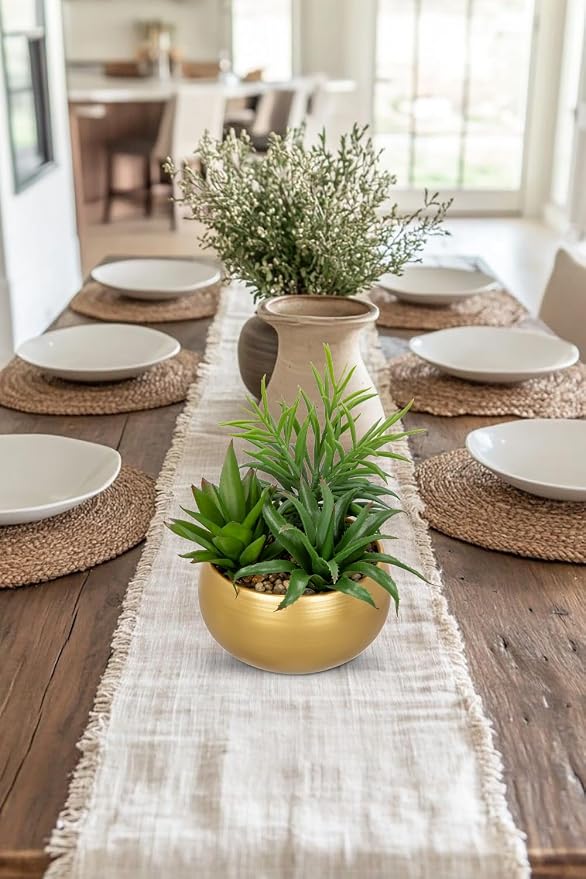 Briful Fake Succulents in Gold Metal Pot, Artificial Succulent Plants Arrangement for Home Decor, Small Faux Potted Plants Tabletop Centerpiece, Desk Office Bathroom Shelf Decorations