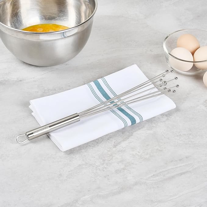 Restaurantware 12.5 in Stainless Steel Ball Whisk - 6 Pack - German Standard Egg Beater with Ergonomic Handle, Dishwasher Safe - Manual Mixer Cooking Whisk for Baking, Stirring, Sauces, Beating