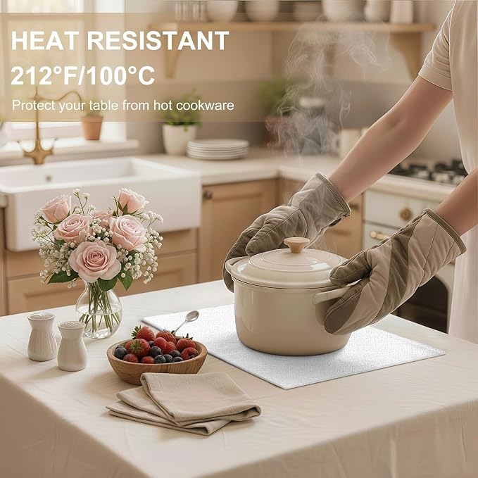 homing Faux Leather Heat Resistant Placemats 4 Packs, Waterproof Wipeable Dining PU Place Mats for Indoor & Outdoor, Easy to Clean, White