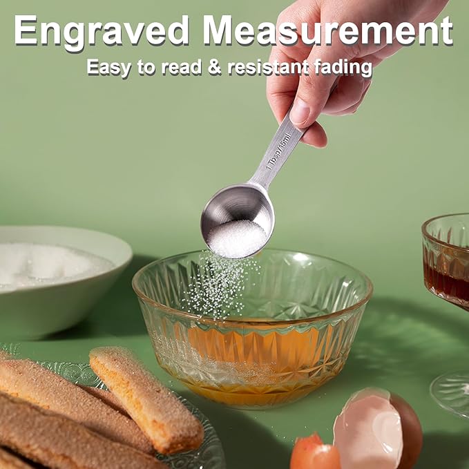 Measuring Spoons, 13 PCS Stainless Steel Measuring Spoons Set Includes Teaspoon & Tablespoon, Metal Measuring Spoons for Dry & Liquid Ingredients, Mini Measuring Spoon Set for Cooking and Baking