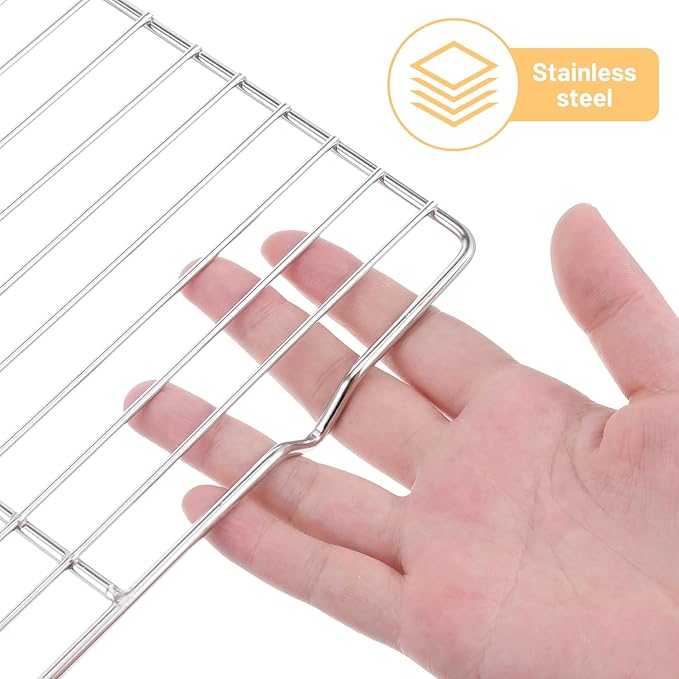 Roasting Rack Stainless Steel Wire Rack for Baking Sheet 6.3 x 10.24 Inch Heavy Duty Wire Grate Oven Grill Oven Cooling Baking Racks with 4 Legs Rectangle Wire-Cooking Racks for Meat