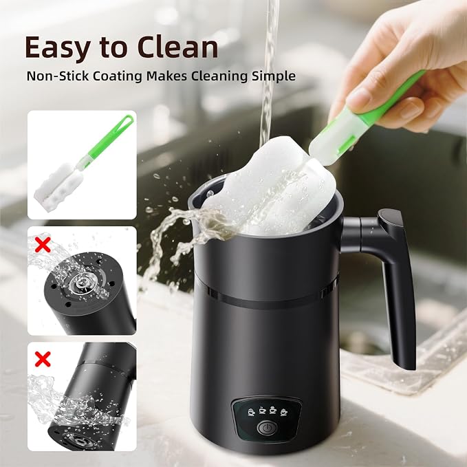 Milk Frother, 4-in-1 Electric Milk Steamer, Warm and Cold Foam Maker, 1 min Fast Frothing, 11.8 oz/350 ml Milk Warmer, Frother for Coffee Latte, Cappuccino, Macchiato, Auto Shut-Off
