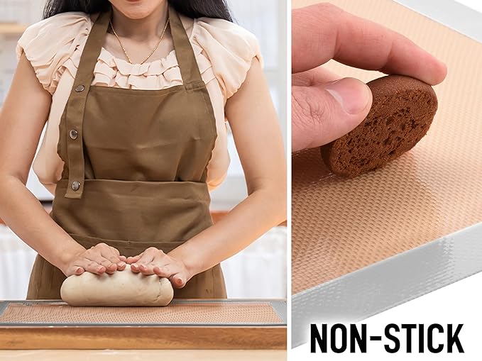 Zulay Kitchen (2 Pack) Silicone Baking Mat Sheet Set - Reusable Baking Mat Nonstick - Half Sheet Baking Mat For Oven - 16.5" x 11.6" (Light Gray)
