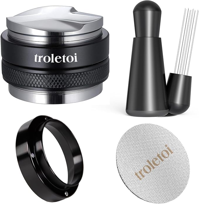 51mm Espresso Accessories Kit – Coffee Distributor & Tamper Leveler, WDT Tool, Dosing Funnel and Puck Screen Espresso Tools for Delonghi 51mm Espresso Machines and Portafilters