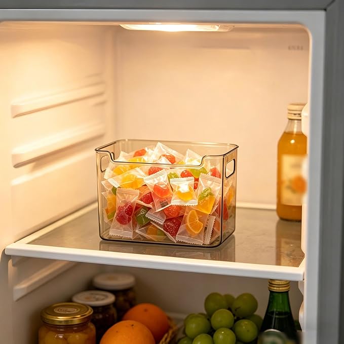 Crystal Clear Stackable Storage Bins, Versatile Organizer for Refrigerator, Freezer and Pantry, Practical Kitchen Container for Storing Meat, Vegetables and Various Food Items (Green-M 2 pcs)