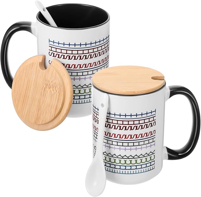 LemonRoad 2 Sets Valentines Day Gifts for Her Hidden Message Coffee Mug, Sarcastic Office Gifts for Work Coworkers Besties Women Men Friends Coffee Lover Birthday 15oz Tea Cup(Black)