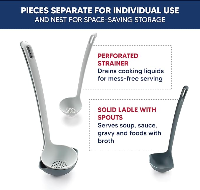HIC Kitchen 2-in-1 Straining Ladle, Super Strong and Heat Safe
