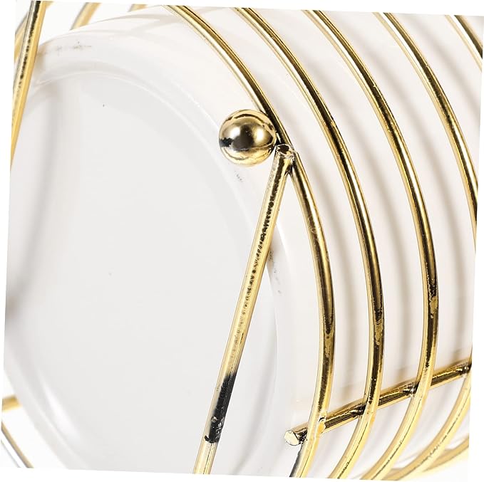 PRETYZOOM Ceramic Cutlery Organizer with Detachable Iron Wire Large Kitchen Spoon Holder for Chopsticks and Utensils Stylish White and Gold Design for Desktop Use