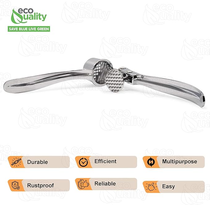 [6 PACK] Stainless Steel Garlic Press - Professional Kitchen Garlic Crusher - Easy Squeeze, Dishwasher safe - Cooking Utensils, Clove Press and Ginger Mincer