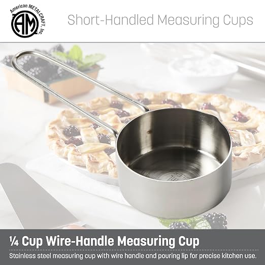 American METALCRAFT, Inc. 1/4 Stainless Steel Measuring Cup, 1/4-Cup, Silver,MCW14