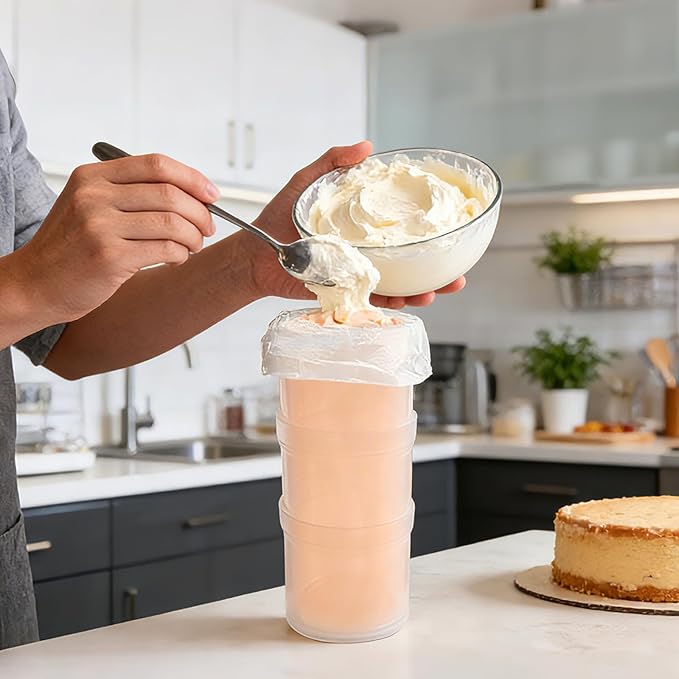 Pastry Piping Bag Holder Stand, Translucent Clear Plastic Cream Icing Bag Rack, Hands-Free Piping Bag Holder, Adjustable Height, Home Bakers & Professional Chefs