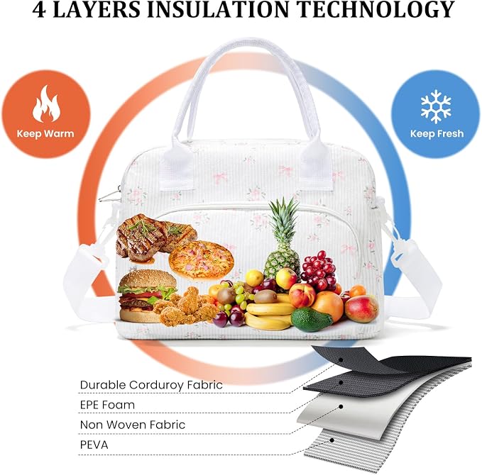 MEXS Insulated Lunch Bag for Women Men Large Reusable Lunch Box Adult Leakproof Portable Cooler Tote Bags for Work Picnic