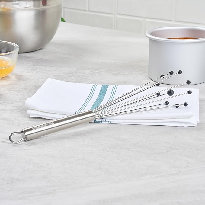 Restaurantware 10.5 in Stainless Steel Ball Whisk with Silicone Tips - 24 Pack - German Standard Sauce & Gravy Whisk, Non-Scratch, Dishwasher Safe - Non-Stick Silicone Ball Whisk for Baking