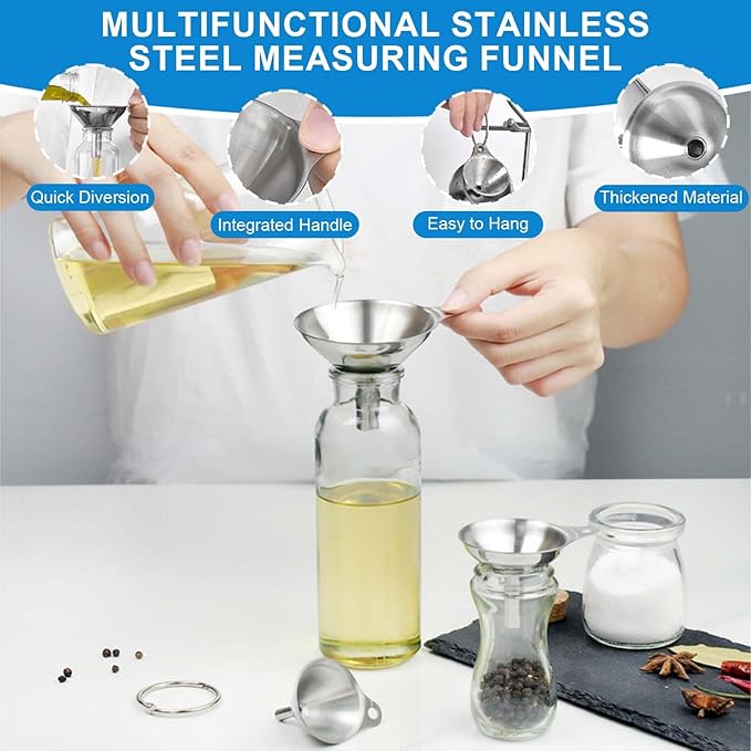 Measuring Cups and Spoons Set 35 Pcs, 11 Stainless Steel Nesting Measuring Spoons and Cups with 12 Measuring Cups, 3 Funnel, 3 Brush, 5 Spoons, 1 Ruler, Measuring Cup Set for Kitchen Baking Liquid Dry
