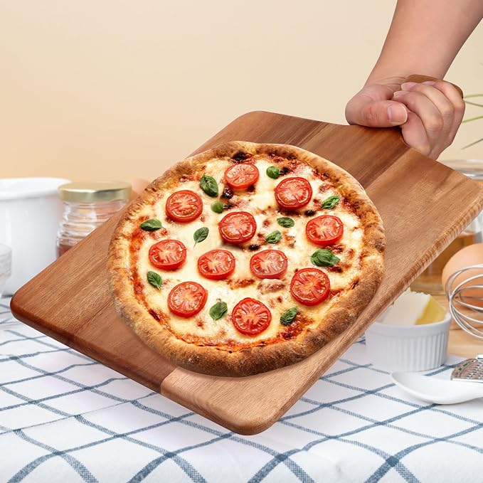 Acacia Wood Cutting Board with Handle Best Cheese for Charcuterie Board Kitchen Wooden Chopping Block for Meat Vegetable Bread Fruit Serving Board Wood Butcher Block Carving Board, 17" X 10"